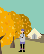 秋のハイキングイラスト