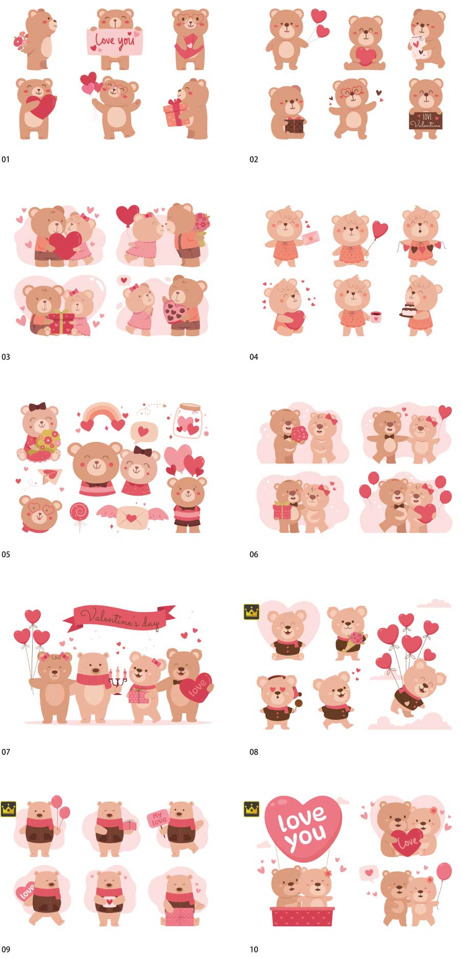 クマのバレンタインイラストコレクション